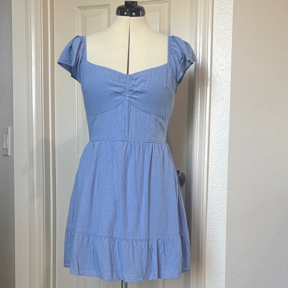 Hollister Light Blue Mini Dress with Cap Sleeves